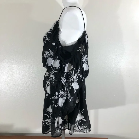 Alice + Olivia Holden Cold Shoulder Embroidered Chiffon Dress Size Medium - Picture 9 of 15